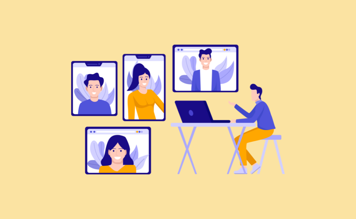 illustration d'une réunion en visioconférence